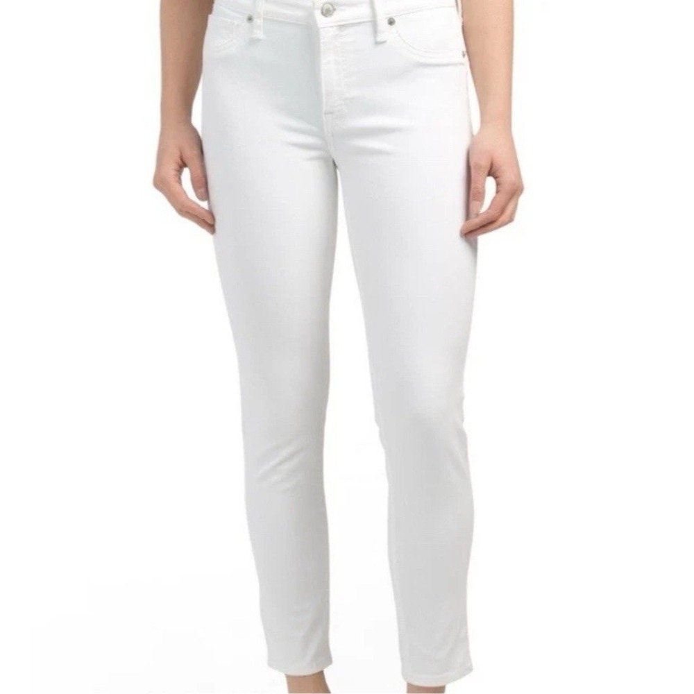 Lucky Brand Ava‎ Skinny Jeans Pants WHITE Raw Hem Sz 6/26 Ankle Crop Women's EUC